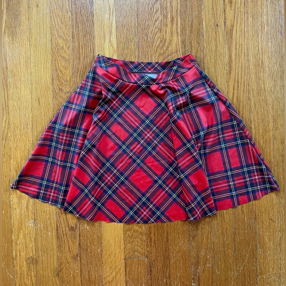 Blackmilk Clothing Red Tartan Circle Skater Skirt Size XS